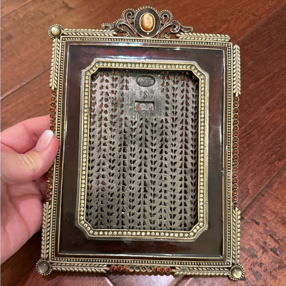 TIZO Jeweled Enamel Swarovski Crystals Picture Frame Made In Italy.  3x5”